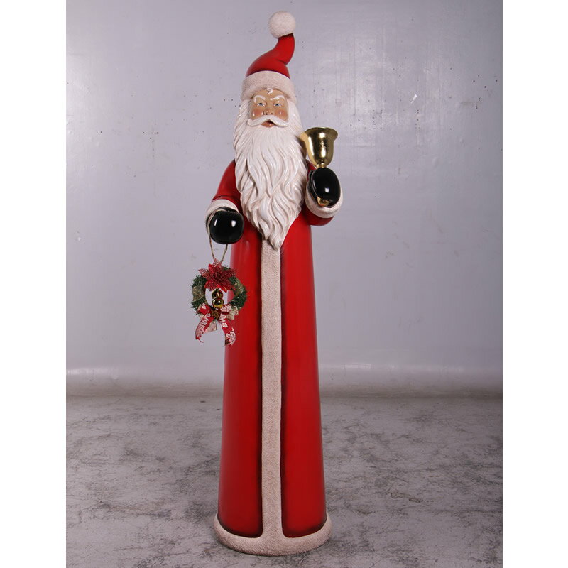オブジェ ベルとリースを持った細身のサンタ インテリア イベント ディスプレイ Skinny Santa