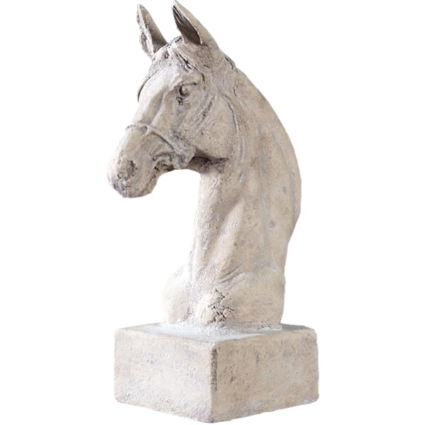 オブジェ 馬の頭部 台付き ローマストーン仕上げ インテリア イベント ディスプレイ Horse Head on Base Small
