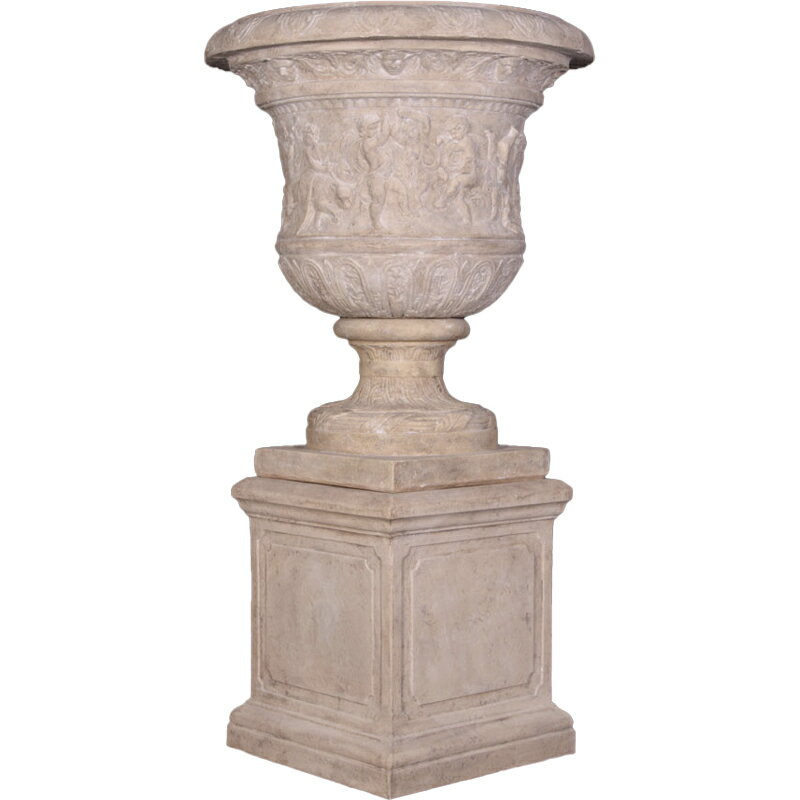 樂天商城 - オブジェ ベルサイユの壺 台座付き ローマストーン仕上げ インテリア イベント ディスプレイ Versailles Urn on Base