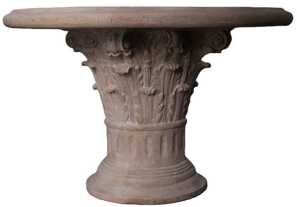 乐天商城 - オブジェ コリント式のコーヒーテーブル ローマストーン仕上げ インテリア イベント ディスプレイ Corinthian Capital Coffee Table with Top