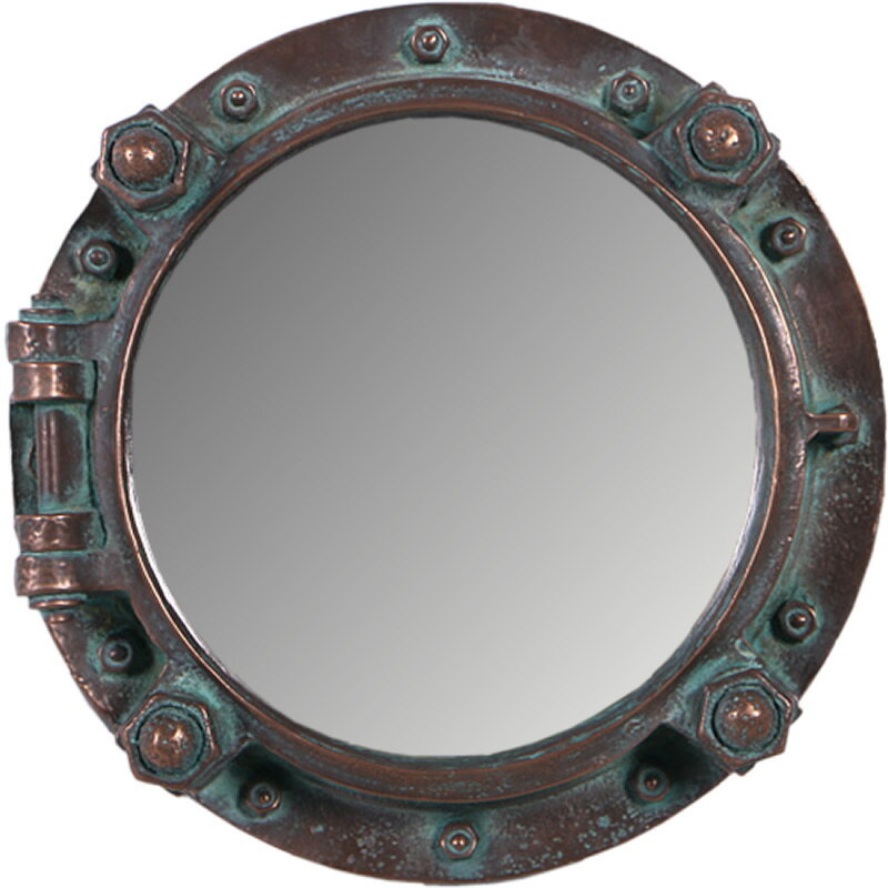 乐天商城 - オブジェ 丸鏡 ウォールミラー エイジングブロンズ 舷窓41cm インテリア イベント ディスプレイ Rustic Porthole Mirror