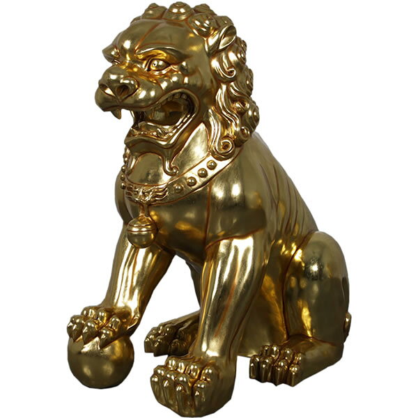 乐天商城 - オブジェ 獅子 狛犬 フードッグ 金箔仕上 右足上げ インテリア イベント ディスプレイ Foo Dog Right Leg up
