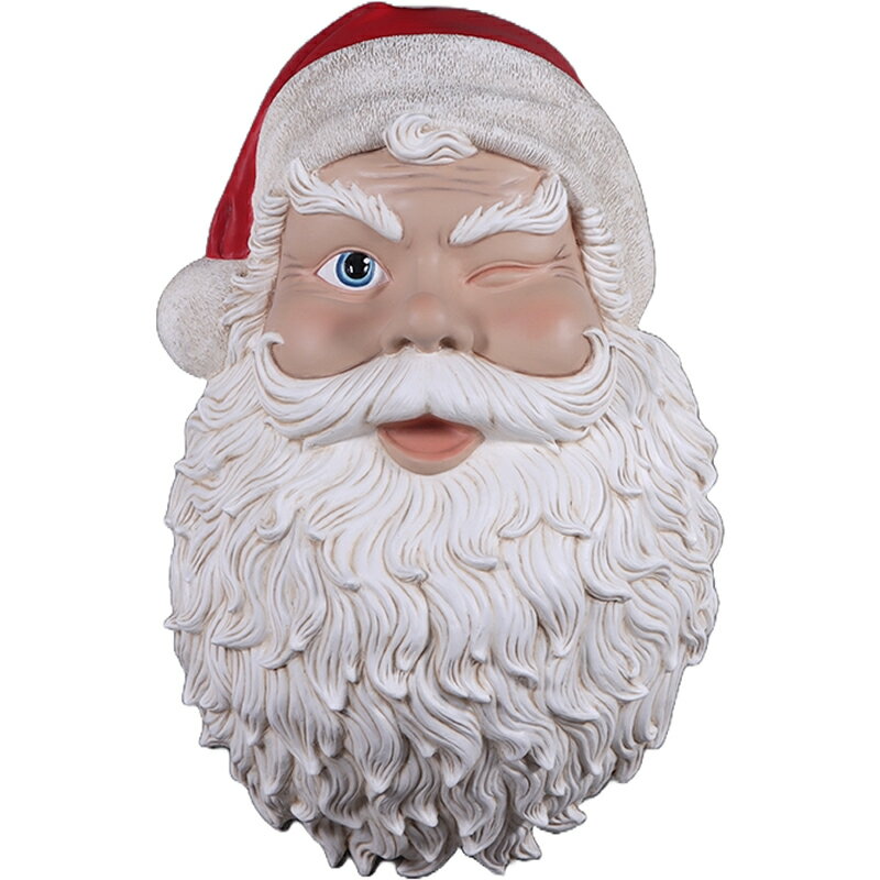 オブジェ ウィンクするサンタ 壁掛け インテリア イベント ディスプレイ Santa Head Wall Plaque