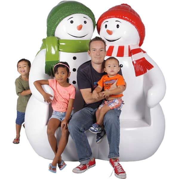 乐天商城 - オブジェ 雪だるまのベンチ グリーン&レッド インテリア イベント ディスプレイ Snowmen Seat