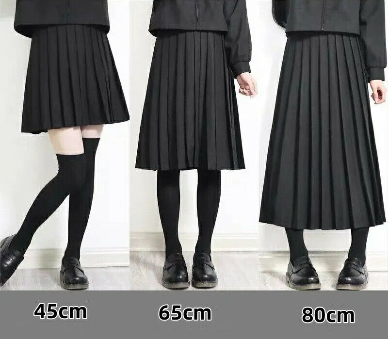 Rakuten - プリーツスカート レディース 女の子 学生 JK制服 オールシーズン スクール制服 女子高中生 学生服 大きいサイズ ミニスカート ミディアム ロング丈 黒 紺 80CM 65CM 45CM