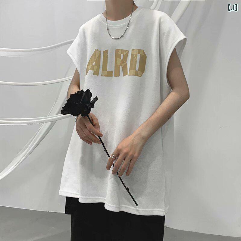 メンズ ノースリーブTシャツ 綿 夏用 スポーツ バスケットボール ゆったり ビッグ...