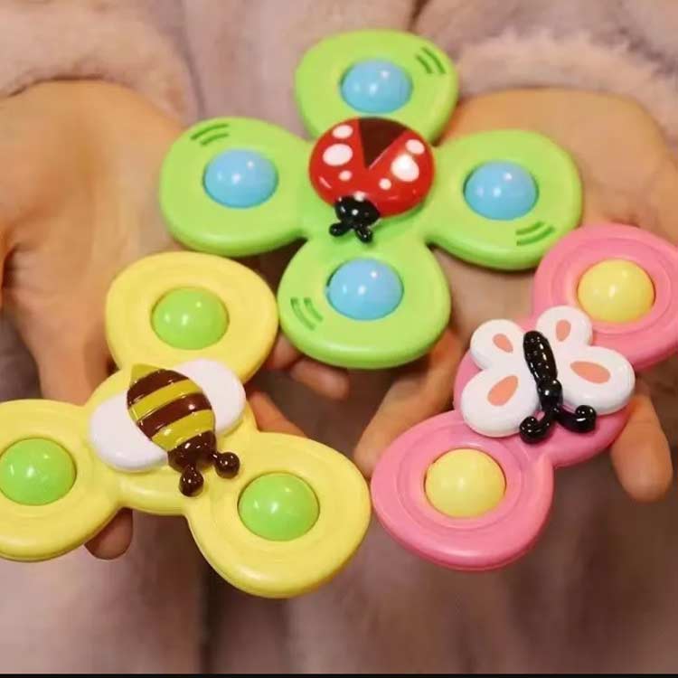 Kind Pickのハンドスピナー 赤ちゃん おもちゃ 3点セット お風呂用おもちゃ お風呂遊び 風車おもちゃ 水遊び 吸盤 知育玩具 知育おもちゃ 教具 回転 引っ張る 女の子 お風呂嫌い解消 水車おもちゃ｜アングル3