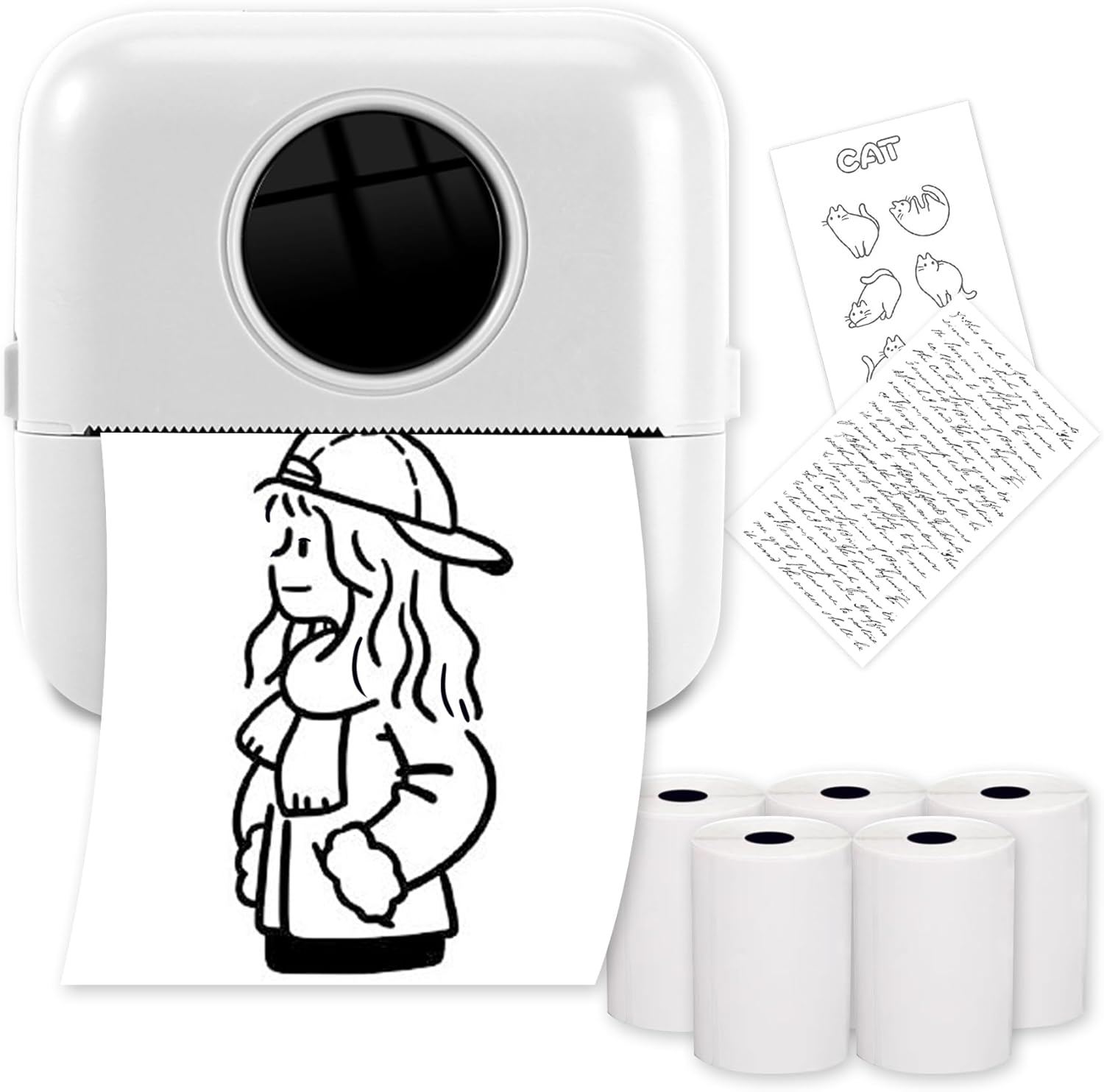 ラベルプリンター ミニプリンター モノクロ スマホ対応 サーマルプリンター 感熱式 USB充電式 スマホプリンター 勉強用 シールプリンタ コンパクトプリンター モバイルプリンター 200dpi