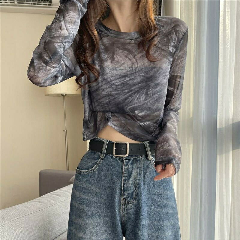 Rakuten - シアートップス チュールトップス レディース 長袖 ハイネック インナー tシャツ Tシャツ 透け感 レイヤード 薄手 カットソー ショー シースル シースルーレース