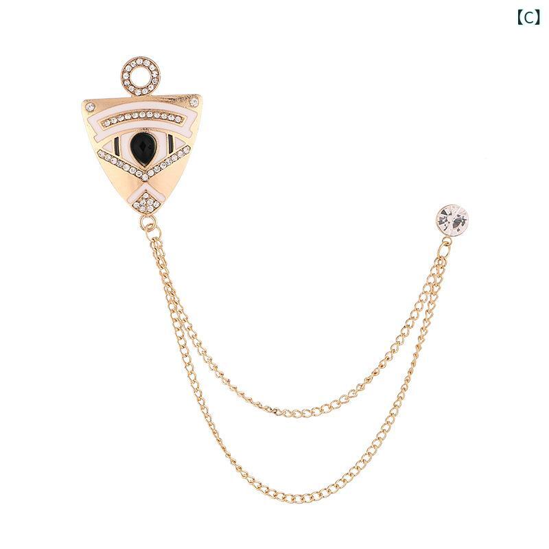 メンズ ピンバッジ タッセルチェーン 胸花 ブローチ スーツ アクセサリー 高級感 ...