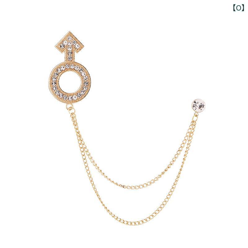 メンズ ピンバッジ タッセルチェーン 胸花 ブローチ スーツ アクセサリー 高級感 ...