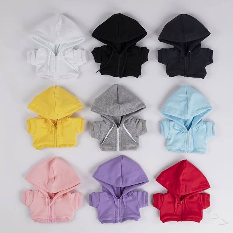 チャック ジップパーカー フードパーカー 服 洋服 無地 シンプル ぬいぐるみ ぬい服10cm 15cm 20cm 着せ替え コスチューム おしゃれ かわいい 推し活グッズ オ ヲタ活 推しマスコット