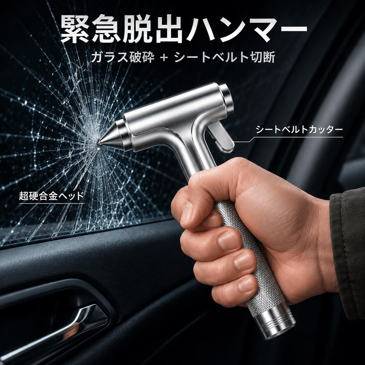 品名車用緊急脱出ハンマー商品紹介【緊急時の脱出をサポート】事故や水没など、万一の緊急時に備えて使用する車用緊急脱出ハンマー。必要なときにすぐ取り出せる場所に保管しておくことで、いざというときの備えになります。【ハンマー+カッターの2WAY仕様】ガラス破砕用のハンマーに加え、シートベルトカッターを搭載。車内からの脱出が必要になった際に、状況に応じて使い分けられる2WAYタイプです。【丈夫な合金鋼製】本体には合金鋼を使用。しっかりとした素材感で、車内に常備しておく緊急用アイテムとして使いやすい設計です。【約190gの軽量設計】重量は約190g。大きく場所を取らないコンパクトサイズなので、グローブボックスやドアポケット、シート周辺などに収納しやすく、必要なときに手に取りやすいのが特徴です。【車載しやすいコンパクトサイズ】普段は使用する機会が少ないアイテムだからこそ、車内で邪魔になりにくいサイズ感に。日常の車載防災グッズとして保管しやすく、長距離ドライブや旅行にも持っていきやすい仕様です。【さまざまな緊急時に備える】交通事故や車両の水没など、思わぬトラブルに備えるための非常用ツール。日頃から車内に備えておくことで、万一の際の脱出手段のひとつとして役立ちます。【車以外の用途にも】車載用としてだけでなく、キャンプやアウトドアなど、緊急時の備えが必要なシーンにも。防災用品と一緒に保管しておくのもおすすめです。【シンプルで常備しやすい】必要な機能をコンパクトにまとめたシンプルなデザイン。日常の車内空間を圧迫しにくく、非常用アイテムとして常備しやすい一品です。【商品仕様】商品名:車用緊急脱出ハンマー素材:合金鋼重量:約190g機能:ガラス破砕用ハンマー・シートベルトカッタータイプ:車載用・緊急脱出ツール用途:車載防災・非常用・アウトドアなど本製品は緊急時の脱出をサポートするための用品です。ガラスの種類や車種、使用状況などによって使用結果が異なる場合があります。ご使用前に商品説明をご確認ください。緊急時に備え、運転席などから手の届きやすい場所への保管をおすすめします。モニター環境や撮影時の光の加減により、実際の色味と多少異なって見える場合がございます。製造工程の都合上、サイズや縫製などに若干の個体差が生じる場合がございますが、品質には問題ございません。本来の用途以外でのご使用はお控えください。サイズは手作業での測定のため、1〜3cm程度の誤差が生じる場合がございます。あらかじめご了承ください。備考当店の商品は全て国内から配送されます。国内配送の商品は国内でのお買い物と同じく消費税が発生いたします。関税はかかりません。保障【30日メーカー保証】【返品・交換について】商品到着後、万が一品質不良や破損などの問題がございましたら、返品・交換対応をさせていただきます。なお、お客様都合による返品・交換はお受けできない場合がございます。また、使用済み・洗濯済み・人為的な汚損や破損など、再販売が困難な商品につきましては返品・交換をお受けできませんので、あらかじめご了承ください。関連キーワード車用緊急脱出ハンマー 車載用ハンマー セーフティハンマー 脱出ハンマー 緊急脱出ツール 車載防災グッズ 車載安全用品 車載用安全ハンマー 防災グッズ 防災用品 非常用 車用品 緊急用品 シートベルトカッター シートベルトカッター付き ガラス破砕ハンマー 車載グッズ コンパクト 軽量 190g 合金鋼 アウトドア キャンプ 防災対策 非常用グッズ車用緊急脱出ハンマー 車載用 セーフテ 緊急脱出ハンマー 緊急脱出ハンマーx2 緊急脱出ハンマーx3 緊急脱出ハンマーx4