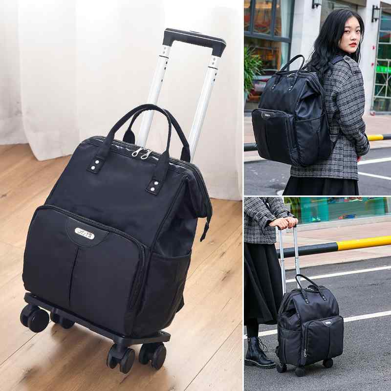 Rakuten - 防水 短期旅行 キャスター付き キャリーバー付き 出張 軽量 リュック 機内持ち込み オックスフォード素材 耐摩耗性 キャリーバッグ カジュアル 丈夫 シンプ 旅行鞄 レジャー 男女兼用
