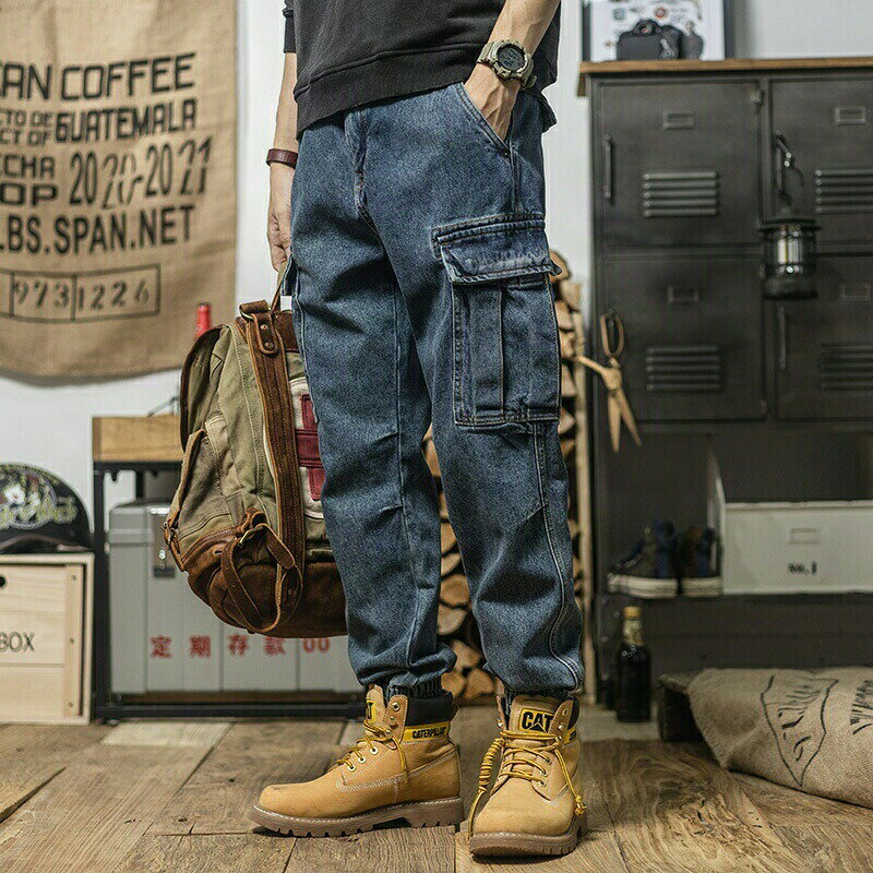 Rakuten - デニムパンツ デニムカーゴパンツ ジョガーパンツ ジーンズ ワイドパンツ パンツ ストレッチ デニム 冬 カーゴデニム ゆったり ワイド メンズ レディース 大きいサイズ ボトムス