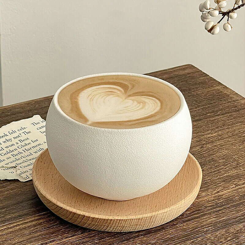 レトロ風 コーヒーカップ ソーサーセット 陶磁器 かわいい 円型 コップ マグカップ...