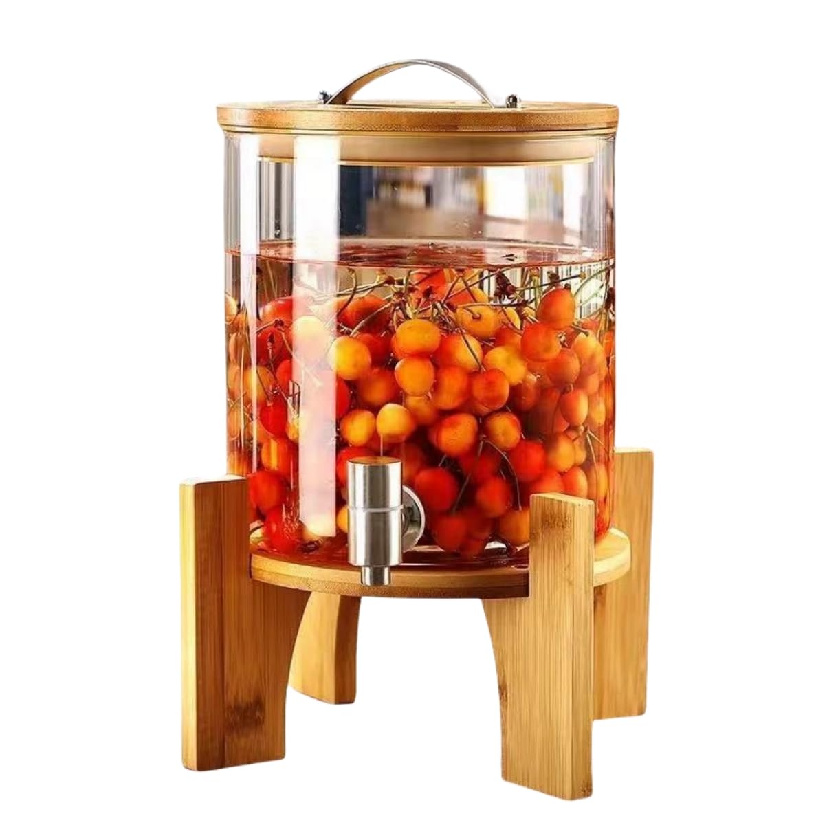 ガラス ドリンクサーバー 7.5L ベース付き ガラスピアス ガラスクリーナー ガラスザムライ ガラスフィルム ジュース缶冷水筒 タンク ジュース飲料水タンク ガラステーブル