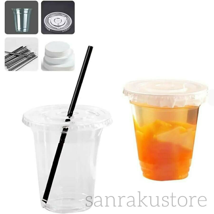 Rakuten - プラスチックカップ 蓋付き 透明 使い捨て カップ ドリンクカップ コーヒーカップ ジュースカップ フラット蓋付き 冷たいドリンク用 業務用 家庭用 パーティー用 テイクアウトカップ