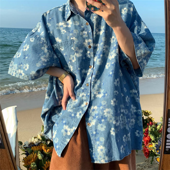 デニムシャツ メンズ トップス 半袖 シャツ ゆったり ボタン 軽量 花柄 カジュアルシャツ 春 夏 秋 ゆったり デニム 通勤 通学 お兄系 父の日 ビーチ 海辺 旅行 おしゃれデニムシャツ メンズ トップス 半袖 シャツ ゆったり ボタン 軽量 花柄 カジュアルシャツ2デニムシャツ メンズ トップス 半袖 メンズファッション 続々入荷中 M L XL 2XL