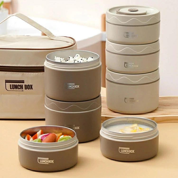 Rakuten - 保温弁当箱 断熱弁当箱セット ランチジャー 大容量 2段 3段 ステンレス フードジャー 漏れ防止 保温ランチジャ ポータブル バッグ付き