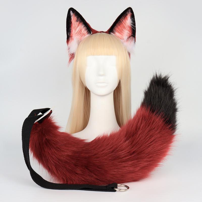 Rakuten - コスプレグッズ 大人用 ズートピア ニックワイルド 狐耳 狐しっぽ セット リアル 手作り かわいい けも耳 ふわふわ カチューシャ ヘアアクセ ハロウィン 茶 ポリエステル イベント 仮装