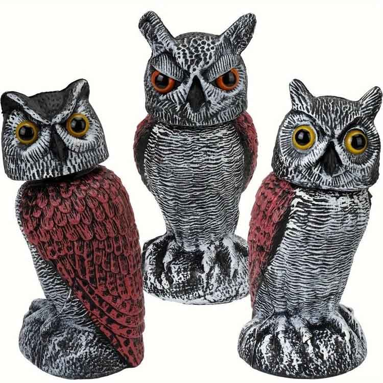 首振りフクロウ型鳥よけ本物さながらの作り＆大サイズで撃退します 鳥よけグッズ ...