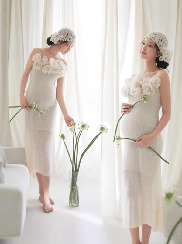 マタニティ 妊婦 撮影用 ワンピース 美しい スタジオ フォト 礼服 優美 スタイル ...