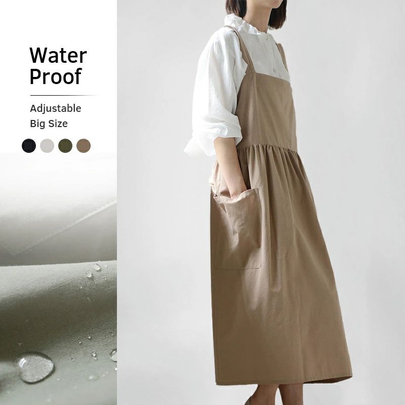 Rakuten - ロング 撥水 かぶり チュニックエプロン バッククロス プレゼント 贈り物 ギフト カフェエプロン 母の日 大きいサ おしゃれ 北欧