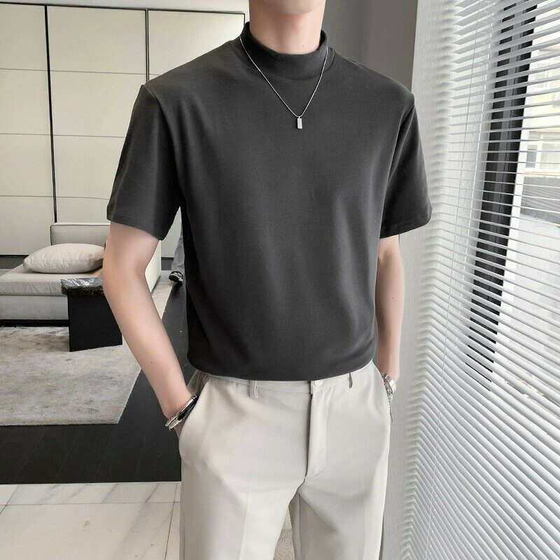 カットソー メンズ 男性用 紳士用 トップス 大きいサイズあり 半袖 ハイネック 無地 単色 ホワイト ブラック シンプル カジュアル おしゃれ 着まわし ヘビロテ デイリー ダーク 黒 白 kind-pick-10103713 Kind Pick サンプル画像3