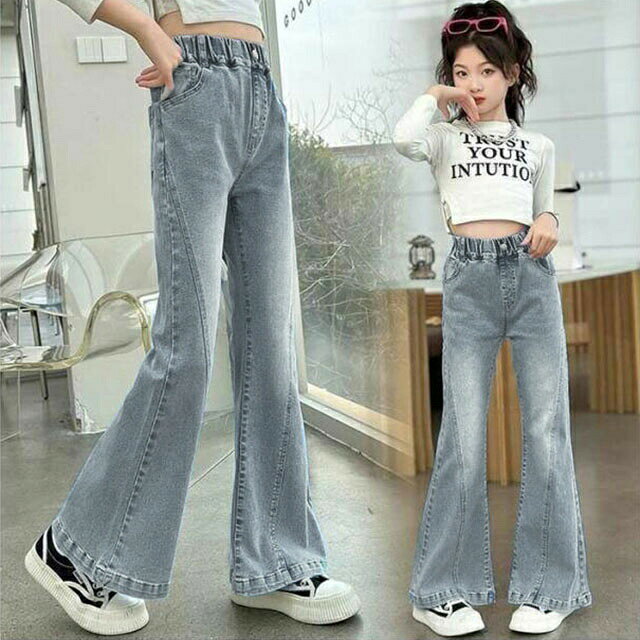 Pantalones blancos Niños Denim Jeans Pantalones largos Niños vestido de otoño Botas Junior Niñas Pantalones Niños Vestíbulo de caucho Primavera Verano Pantalones de denim Vestido de Jeans Moda coreana — vista 2