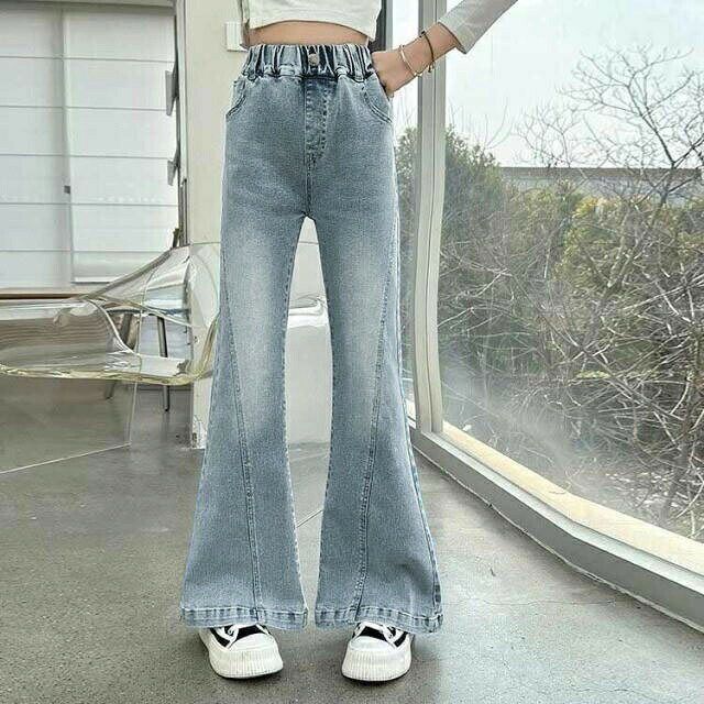 Pantalones blancos Niños Denim Jeans Pantalones largos Niños vestido de otoño Botas Junior Niñas Pantalones Niños Vestíbulo de caucho Primavera Verano Pantalones de denim Vestido de Jeans Moda coreana — vista 3