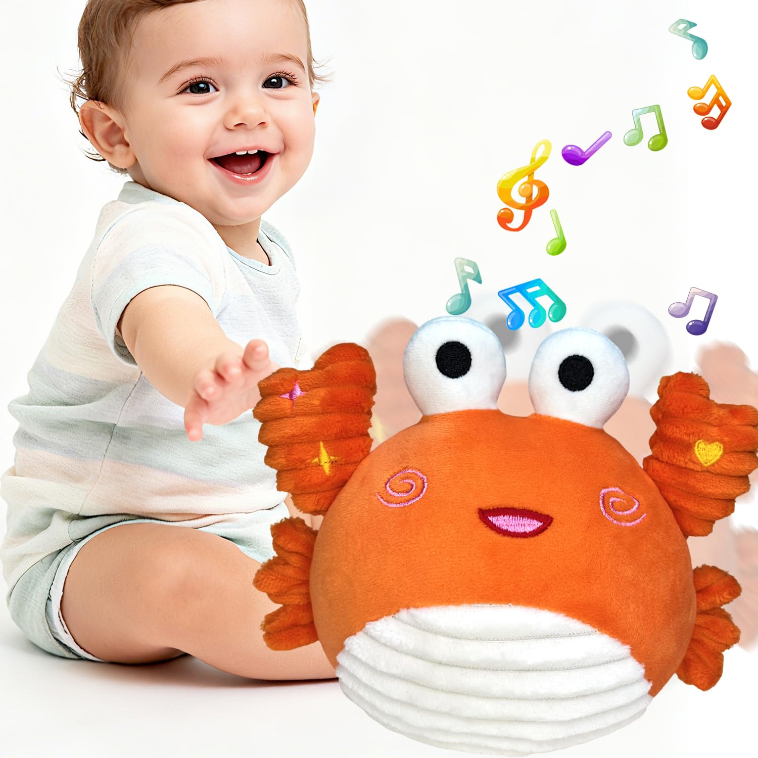赤ちゃん おもちゃ 3歳 カニ タコ 音声録音 音楽再生 電池式 はいはい あんよ練習 おしゃべり促進 柔らかい布 出産祝い 誕生日 女の子 男の子 動く プレゼント クリスマス