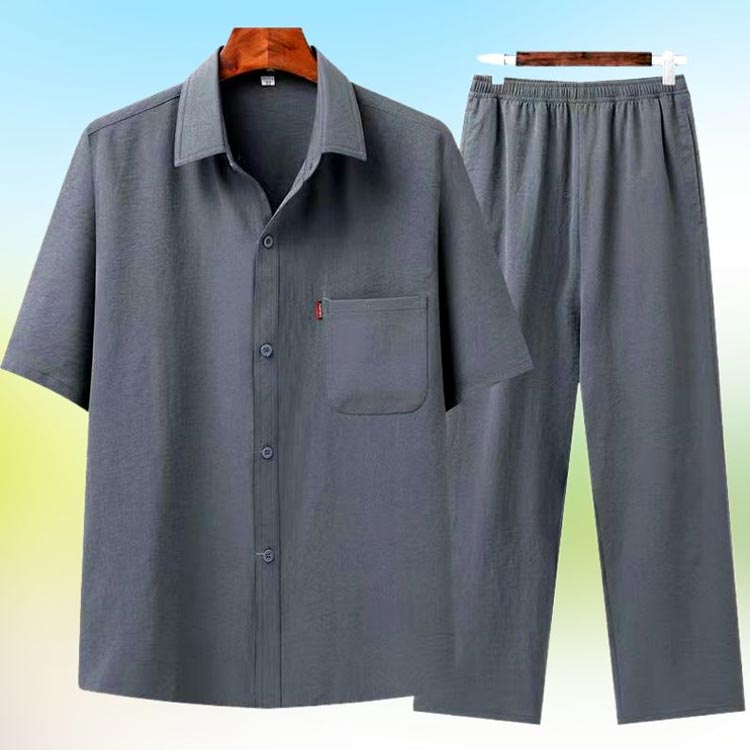 Kind Pickの夏 シャツ セットアップ 薄手 上下セット ルームウェア 接触冷感 涼しい 半袖 ロングパンツ サマーシャツ 胸ポケット カジュアルシャツ カジュアル 運動着 スポーツ ゆったり｜アングル3