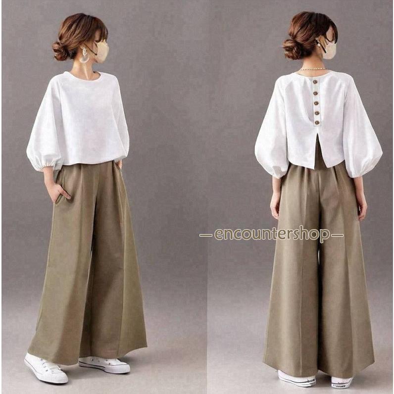 セットアップ レディース 夏 秋服 トップス ブラウス ショート丈 プルオーバー 丸...