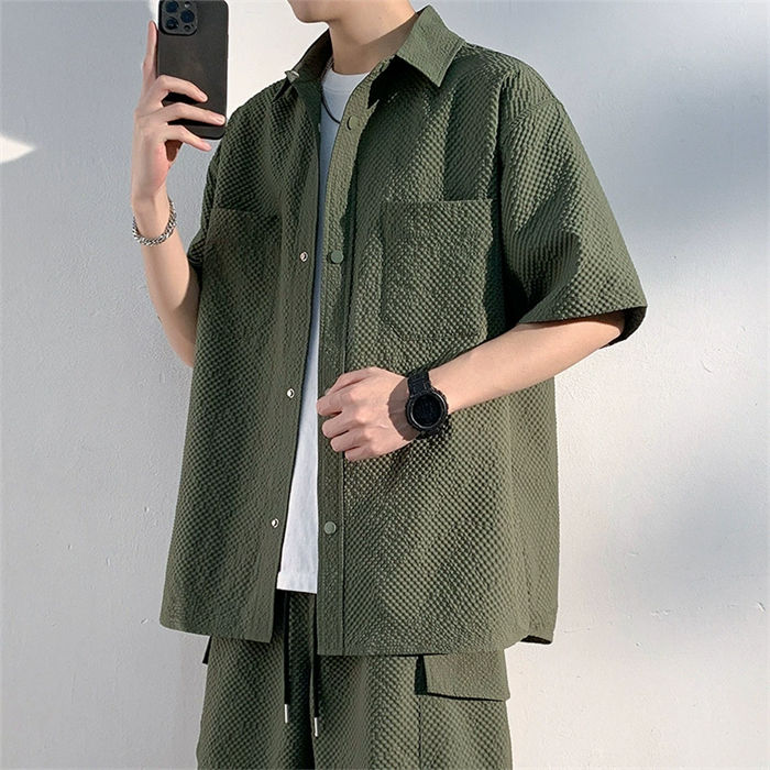 Rakuten - メンズシャツ 半袖 胸ポケット付き カジュアルシャツ ワークシャツ ビジネスシャツ 大きいサイズ トップス スナップボタン シャツ メンズ 20代 30代 40代 50代 男性 夏 夏服 ウェア