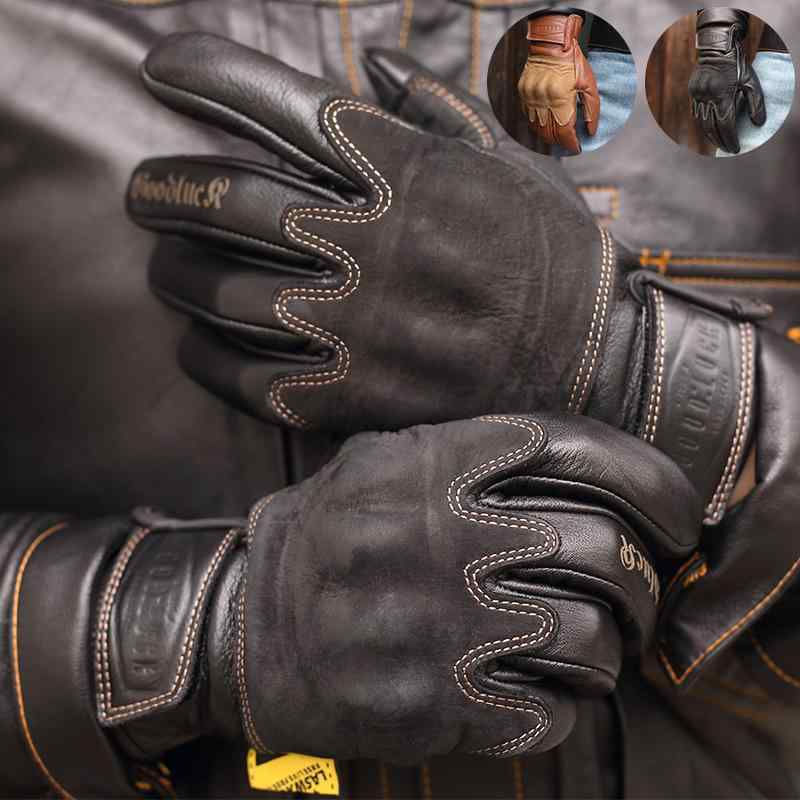 バイク グローブ レトロ オートバイ ライディンググローブ メンズ レディース オール シーズン 革 転倒防止 ライダー ブラックブラウン 装備 かっこ オートバイグローブ 防風