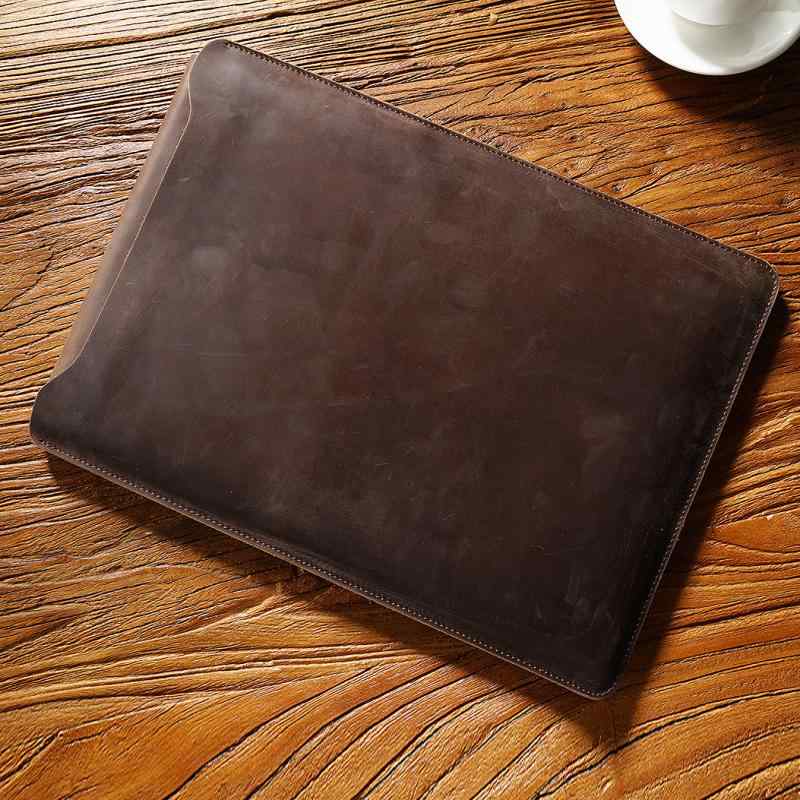 Rakuten - PCケース 防水 耐衝撃 本革 牛革 クレイジーホースレザー ノートPCインナーケース 通気性 耐摩耗 防犯 無地 ステッチ ブラック ブラウン ダークブラウン 14インチ対応 13インチ 12インチ