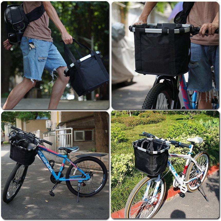 自転車 かご 脱着式 前かご バスケット 折りたたみ 防水 取り付け 簡単 耐荷重 10K...