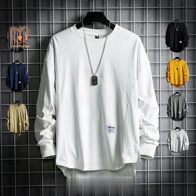 Rakuten - Tシャツ メンズ 長袖 無地 ロンT ティーシャツ カットソー ファッション カジュアル ブラック 白 黒 秋 春 長袖Tシャツ 20代 50代 40代 30代