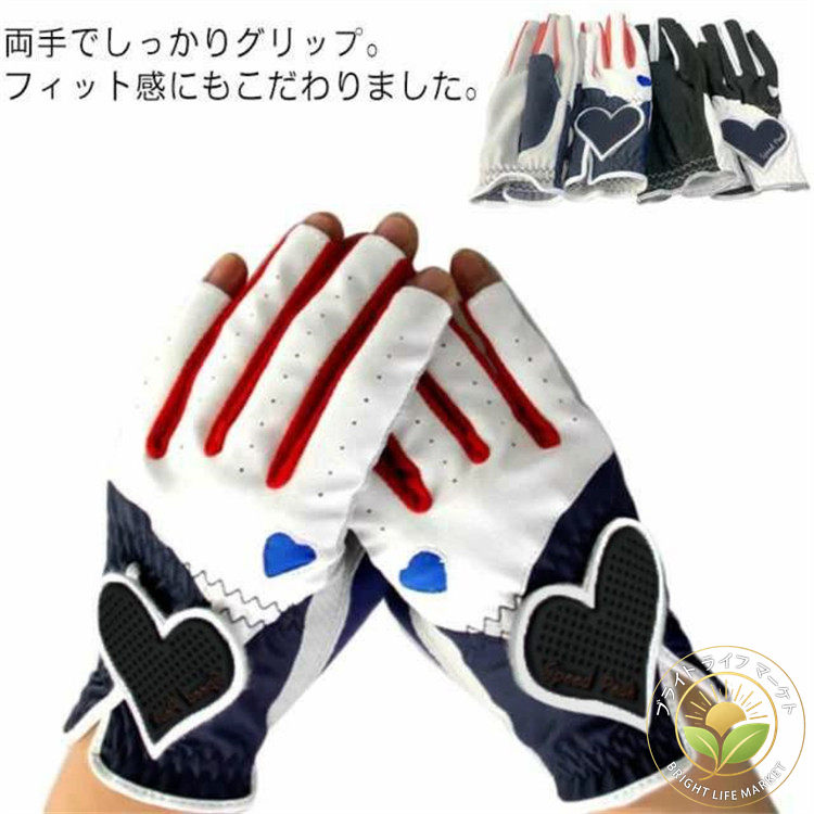 両手 ネイルカット UVカット ハート 手袋 グローブ ネイル 合成皮革 秋 ゴルフ 指...