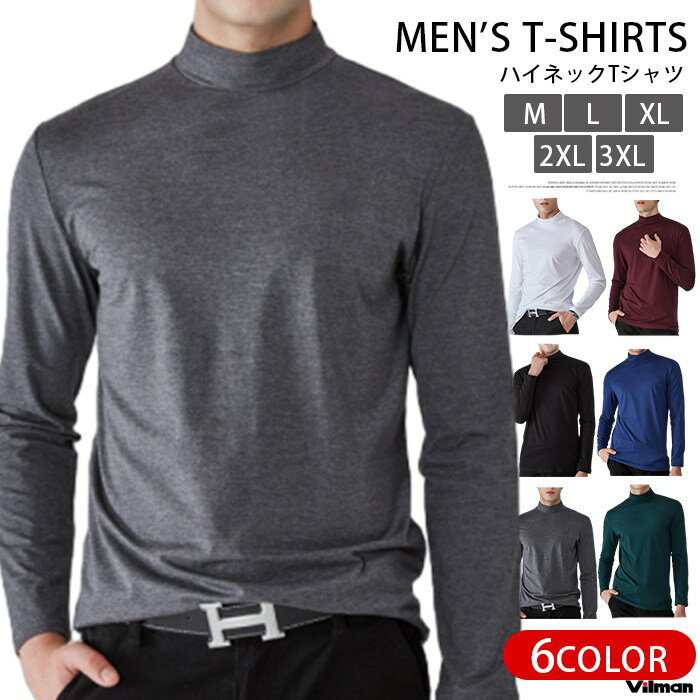 Rakuten - Tシャツ メンズ ハイネックTシャツ モックネック ゴルフウェア ハイネック 長袖トップス カットソー ロングtシャツ インナー 肌着 スポーツ 敬老の日 父の日 春秋 ゴルフtシャツ