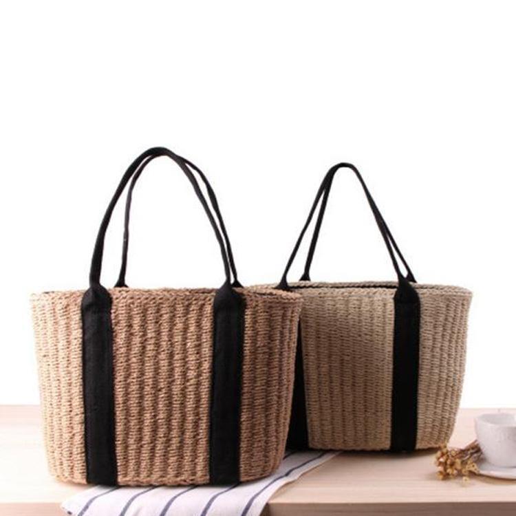 ィース トートバッグ 麦わらバッグ ピクニック 海 ビーチ 大容量 夏バッグ 麦わらバッグ 軽量 かわいい 草編みバッグ　オシャレ