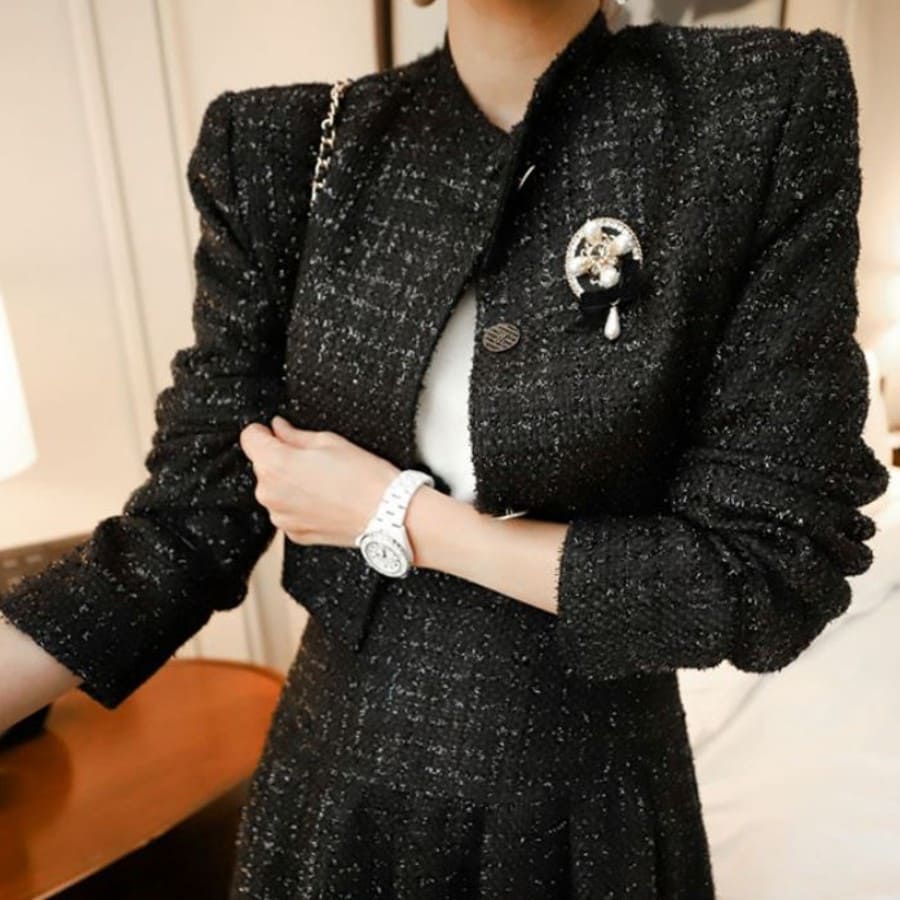 スーツ フォーマル ツイードショートジャケットフレアスカート レディース 結婚式 二次会 参観日 卒業式 入学式 卒園式 入園式