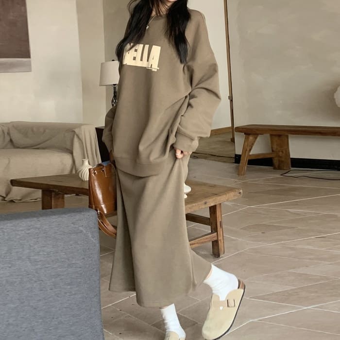 中学生 高校生 レディース ファッション 韓国 セットアップ ロゴ トレーナー スカート 2点セット 春秋 ツーピース 通学 カジュア