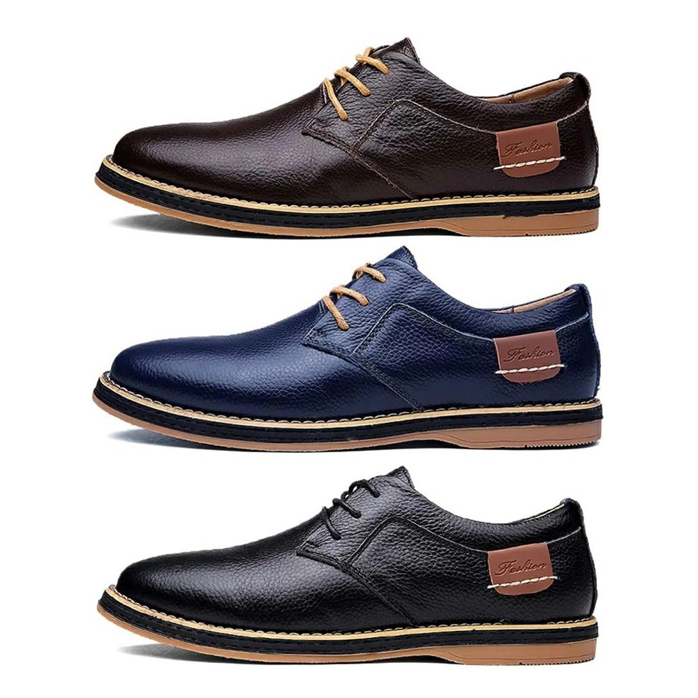 カジュアルシューズ メンズ 本革 革靴 レースアップシューズ カジュアル靴 軽量 防滑 ビジネスシューズ 紳士靴 通気性 黒 青い