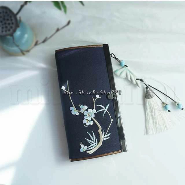 長財布 レデイース コインケース 中国風 刺繍 がま口 二つ折り 大容量 多機能 収納 小銭入れ カード入れ 使いやすい コンパクト