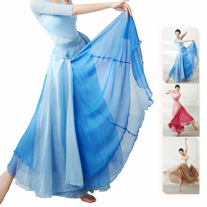 ダンススカート 古典ダンス衣装 大きい裾 720° 広がる ロング丈 巻きスカート トップス キャミソール 3..