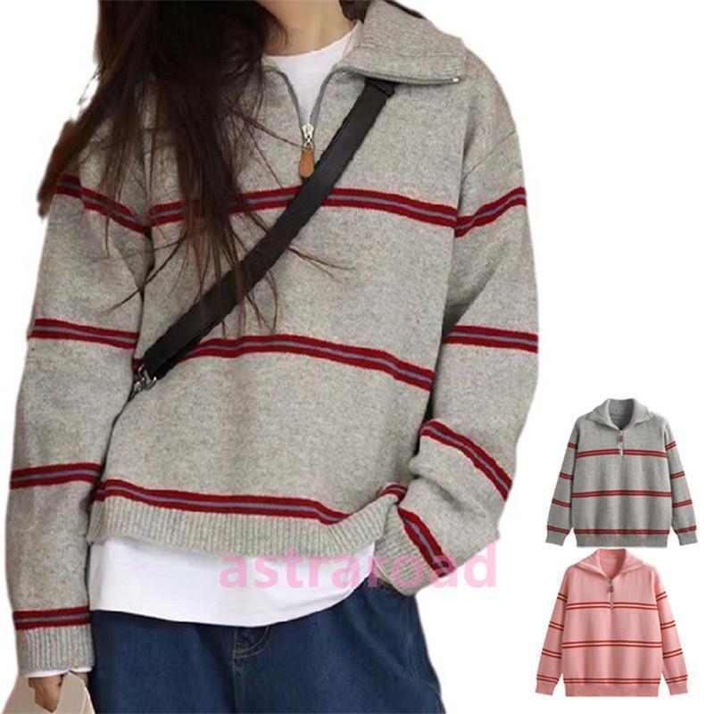 ニット ハーフジップ レディース トップス セーター ニットウェア 長袖 ボーダー ハイネック タートル..
