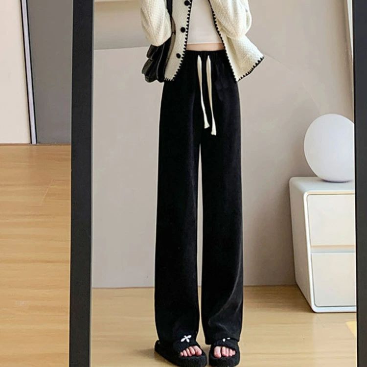 パンツ ロングパンツ レディース リブ 冬 ワンマイルウェア 選べる丈 低身長 裏ボア ワイドパンツ 秋 ゆったり 高身長 ワイド