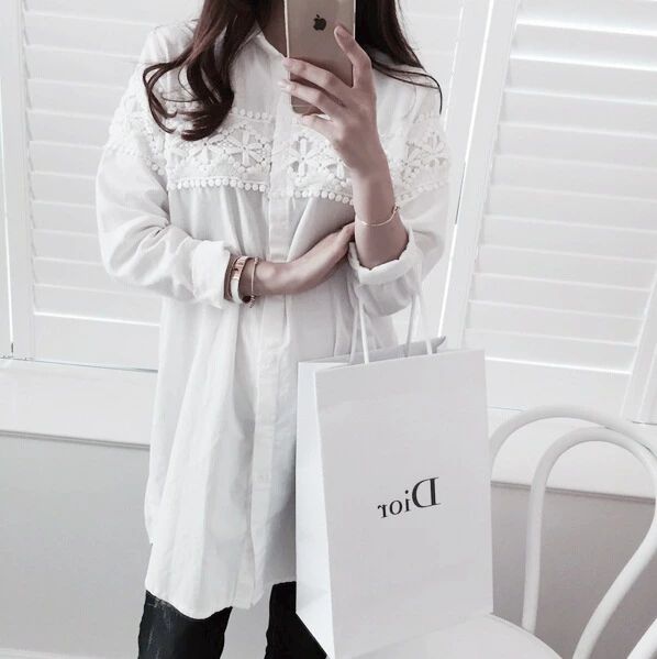 シャツ レディース チュニック ブラウス 白 夏 春夏 おしゃれ トップス レース 可愛い オフィス 通勤 ゆったり 着痩せ 体型カバ